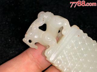 清早期和田白玉貔貅印手工雕琢造型大气工艺非常细致包浆自然润度好橘